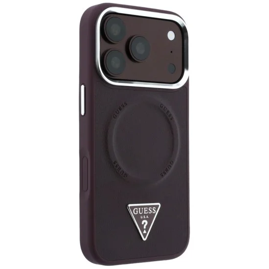 Калъф за iPhone 17 Pro Max - Hardcase Triangle Logo MagSafe (GUHMP18XPSDTSCMU) - Guess - Бордо