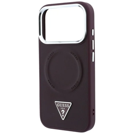 Калъф за iPhone 17 Pro Max - Hardcase Triangle Logo MagSafe (GUHMP18XPSDTSCMU) - Guess - Бордо