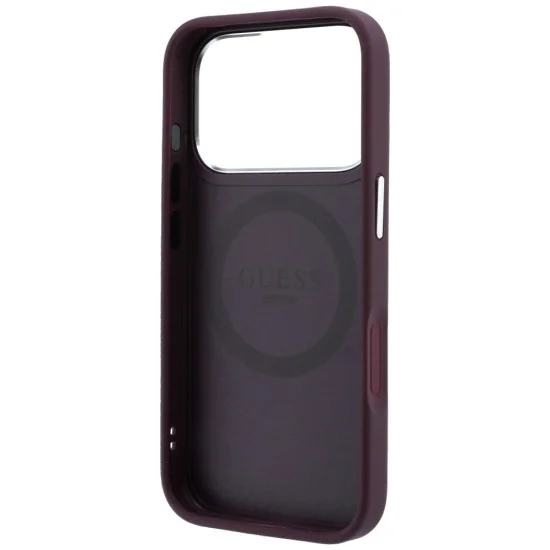 Калъф за iPhone 17 Pro Max - Hardcase Triangle Logo MagSafe (GUHMP18XPSDTSCMU) - Guess - Бордо