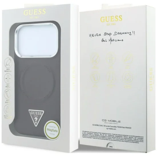 Калъф за iPhone 17 Pro Max - Hardcase Triangle Logo MagSafe (GUHMP18XPSDTSCMU) - Guess - Бордо