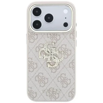 Калъф за телефон за iPhone 18 Pro Max / iPhone 17 Pro Max Leather 4G Big Strass Logo (GUHCP18X6P4DSMLP) - Guess - Розов