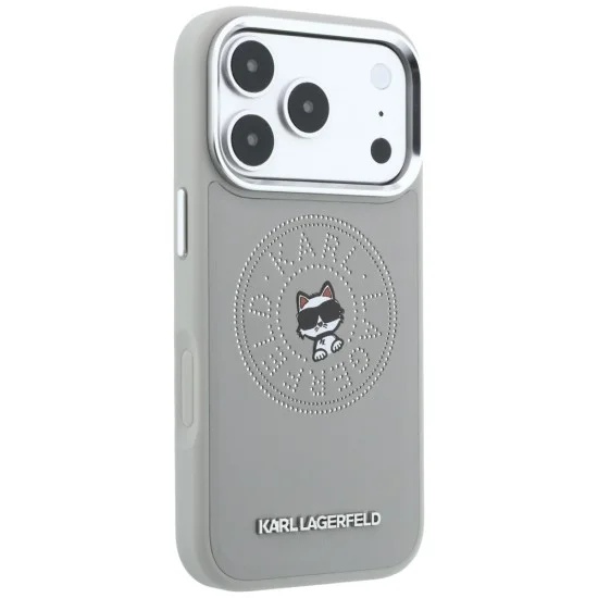 Калъф за iPhone 17 Pro Max - Leather Point and C Sketch MagSafe (KLHMP18X6PCCPRG) - Karl Lagerfeld - Сив
