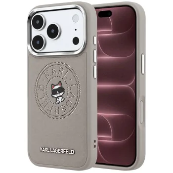 Калъф за телефон за iPhone 18 Pro Max / iPhone 17 Pro Max Leather Point and C Sketch MagSafe (KLHMP18X6PCCPRG) - Karl Lagerfeld - Сив