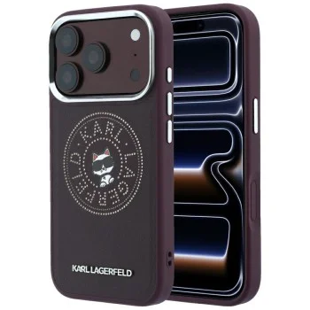 Калъф за телефон за iPhone 18 Pro Max / iPhone 17 Pro Max Leather Point and C Sketch MagSafe (KLHMP18X6PCCPRR) - Karl Lagerfeld - Бордо
