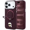 Калъф за iPhone 17 Pro Max - Leather Ring Stand 360 K Pin MagSafe (KLHMP18XPSRSKLHR) - Karl Lagerfeld - Бордо