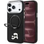 Калъф за телефон за iPhone 18 Pro Max / iPhone 17 Pro Max Leather Ring Stand 360 KC Pin MagSafe (KLHMP18XPSRSKCHK) - Karl Lagerfeld - Черен