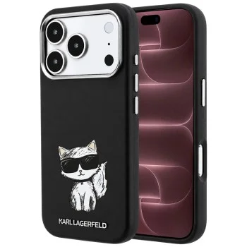 Калъф за телефон за iPhone 18 Pro Max / iPhone 17 Pro Max Leather Smooth Choupette Sketch MagSafe (KLHMP18X6PWCIKDK) - Karl Lagerfeld - Черен