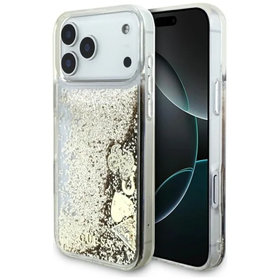 Калъф за iPhone 17 Pro Max - Liquid Glitter Charms (GUHCP18XGLHFLGO) - Guess - Златист