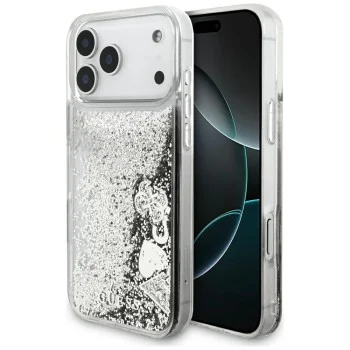 Калъф за телефон за iPhone 18 Pro Max / iPhone 17 Pro Max Liquid Glitter Charms (GUHCP18XGLHFLSI) - Guess - Сребрист