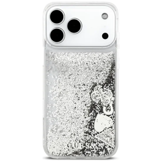Калъф за iPhone 17 Pro Max - Liquid Glitter Charms (GUHCP18XGLHFLSI) - Guess - Сребрист