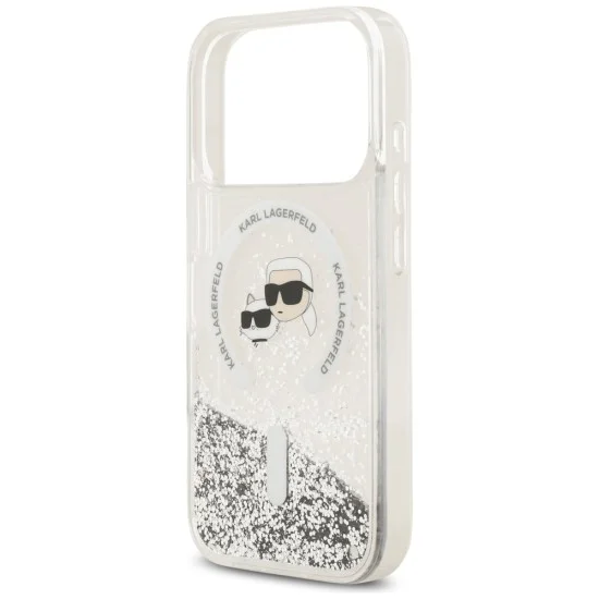 Калъф за iPhone 17 Pro Max - Liquid Glitter KC Heads MagSafe (KLHMP18XLGKCSGH) - Karl Lagerfeld - Прозрачен
