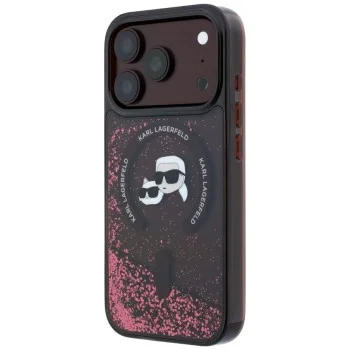 Калъф за телефон за iPhone 18 Pro Max / iPhone 17 Pro Max Liquid Glitter KC Heads MagSafe (KLHMP18XLGKCSGR) - Karl Lagerfeld - Бордо