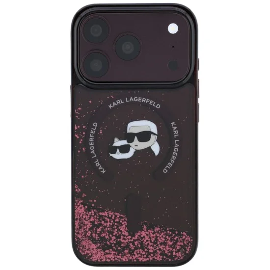 Калъф за iPhone 17 Pro Max - Liquid Glitter KC Heads MagSafe (KLHMP18XLGKCSGR) - Karl Lagerfeld - Бордо