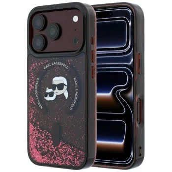 Калъф за телефон за iPhone 18 Pro Max / iPhone 17 Pro Max Liquid Glitter KC Heads MagSafe (KLHMP18XLGKCSGR) - Karl Lagerfeld - Бордо
