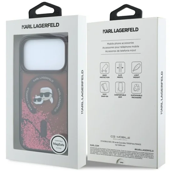 Калъф за iPhone 17 Pro Max - Liquid Glitter KC Heads MagSafe (KLHMP18XLGKCSGR) - Karl Lagerfeld - Бордо