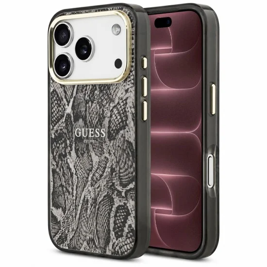 Калъф за iPhone 17 Pro Max - Python Pattern MagSafe (GUHMP18XHIMPYGK) - Guess - Черен