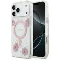 Калъф за iPhone 17 Pro Max - Resin Flowers and Glitter MagSafe (GUHMP18XRBFGFGMP) - Guess - Розов