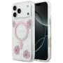 Калъф за телефон за iPhone 18 Pro Max / iPhone 17 Pro Max Resin Flowers and Glitter MagSafe (GUHMP18XRBFGFGMP) - Guess - Розов