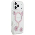 Калъф за iPhone 17 Pro Max - Resin Flowers and Glitter MagSafe (GUHMP18XRBFGFGMP) - Guess - Розов