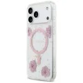 Калъф за iPhone 17 Pro Max - Resin Flowers and Glitter MagSafe (GUHMP18XRBFGFGMP) - Guess - Розов