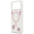 Калъф за iPhone 17 Pro Max - Resin Flowers and Glitter MagSafe (GUHMP18XRBFGFGMP) - Guess - Розов