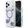 Калъф за iPhone 17 Pro Max - Resin Flowers and Glitter MagSafe (GUHMP18XRBFGFGMU) - Guess - Лилав