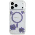 Калъф за iPhone 17 Pro Max - Resin Flowers and Glitter MagSafe (GUHMP18XRBFGFGMU) - Guess - Лилав