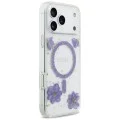 Калъф за iPhone 17 Pro Max - Resin Flowers and Glitter MagSafe (GUHMP18XRBFGFGMU) - Guess - Лилав