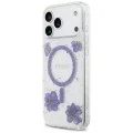 Калъф за iPhone 17 Pro Max - Resin Flowers and Glitter MagSafe (GUHMP18XRBFGFGMU) - Guess - Лилав