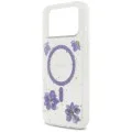 Калъф за iPhone 17 Pro Max - Resin Flowers and Glitter MagSafe (GUHMP18XRBFGFGMU) - Guess - Лилав