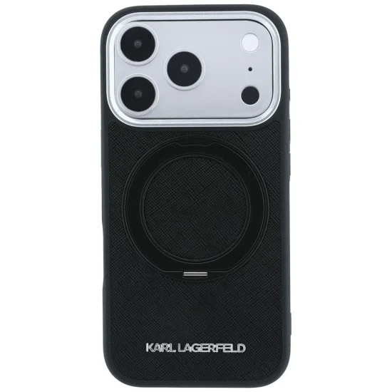 Калъф за iPhone 17 Pro Max - Ring Stand 360 Saffiano MagSafe (KLHMP18X6PSARSKMK) - Karl Lagerfeld - Черен