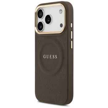 Калъф за iPhone 17 Pro Max - Saffiano Peony & Ring MagSafe (GUHMP18XPSAMSECW) - Guess - Кафяв