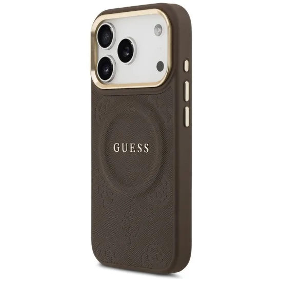 Калъф за iPhone 17 Pro Max - Saffiano Peony & Ring MagSafe (GUHMP18XPSAMSECW) - Guess - Кафяв