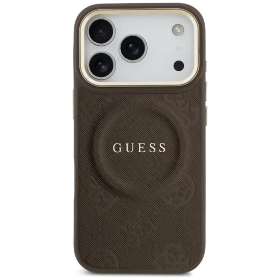 Калъф за iPhone 17 Pro Max - Saffiano Peony & Ring MagSafe (GUHMP18XPSAMSECW) - Guess - Кафяв
