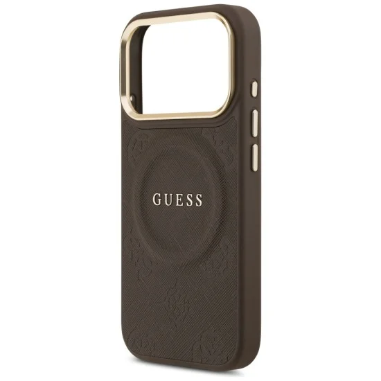 Калъф за iPhone 17 Pro Max - Saffiano Peony & Ring MagSafe (GUHMP18XPSAMSECW) - Guess - Кафяв