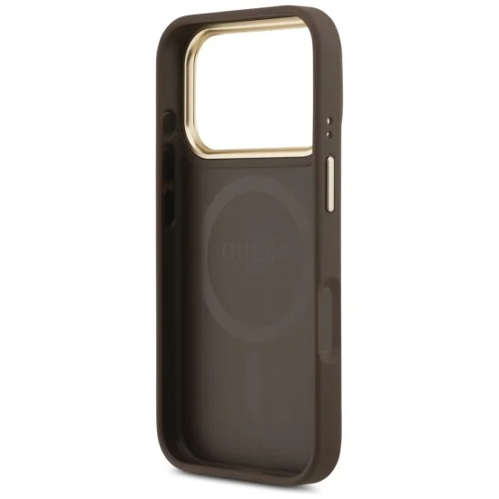 Калъф за iPhone 17 Pro Max - Saffiano Peony & Ring MagSafe (GUHMP18XPSAMSECW) - Guess - Кафяв