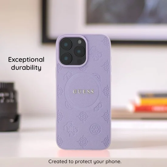 Калъф за iPhone 17 Pro Max - Saffiano Peony & Ring MagSafe (GUHMP18XPSAMSECW) - Guess - Кафяв