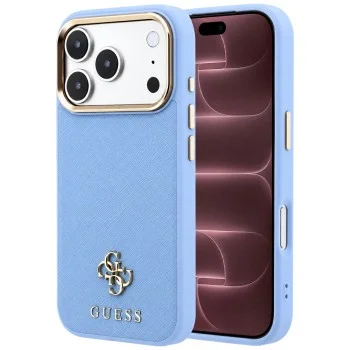 Калъф за телефон за iPhone 18 Pro Max / iPhone 17 Pro Max Saffiano Small 4G Classic MagSafe (GUHMP18X6PSA4DMB) - Guess - Светлосин