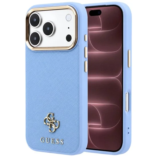 Калъф за iPhone 17 Pro Max - Saffiano Small 4G Classic MagSafe (GUHMP18X6PSA4DMB) - Guess - Светло син