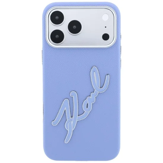 Калъф за iPhone 17 Pro Max - Smooth Leather Big Resin Signature Logo (KLHCP18X6PFCKSRB) - Karl Lagerfeld - Светло син