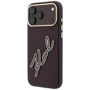 Калъф за iPhone 17 Pro Max - Smooth Leather Big Resin Signature Logo (KLHCP18X6PFCKSRR) - Karl Lagerfeld - Бордо
