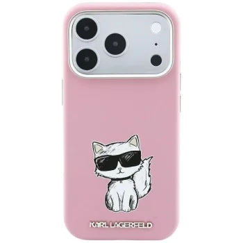 Калъф за телефон за iPhone 18 Pro Max / iPhone 17 Pro Max Smooth Leather Choupette Sketch MagSafe (KLHMP18X6PWCIKDP) - Karl Lagerfeld - Розов