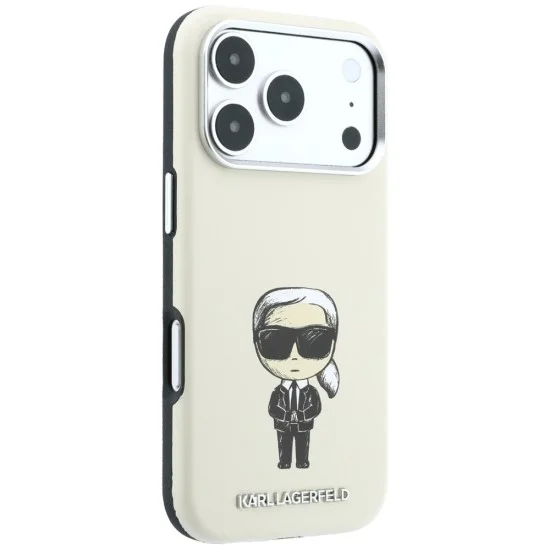 Калъф за iPhone 17 Pro Max - Smooth Leather Ikonik Sketch MagSafe (KLHMP18X6PWKIKDE) - Karl Lagerfeld - Бежов