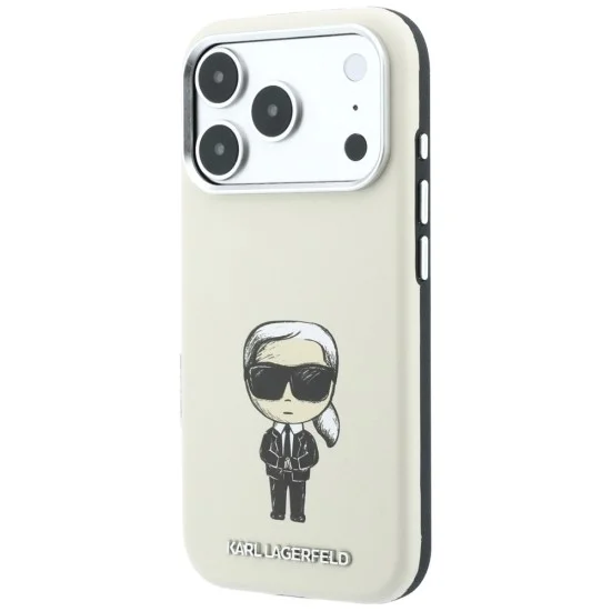 Калъф за iPhone 17 Pro Max - Smooth Leather Ikonik Sketch MagSafe (KLHMP18X6PWKIKDE) - Karl Lagerfeld - Бежов