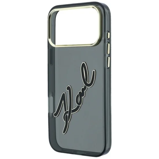 Калъф за iPhone 17 Pro Max - IML Big Signature Resin Logo Metal Frame (KLHCP18X6HCKSRK) - Karl Lagerfeld - Черен