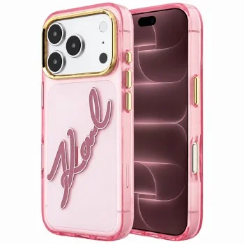 Калъф за телефон за iPhone 18 Pro Max / iPhone 17 Pro Max IML Big Signature Resin Logo Metal Frame (KLHCP18X6HCKSRP) - Karl Lagerfeld - Розов
