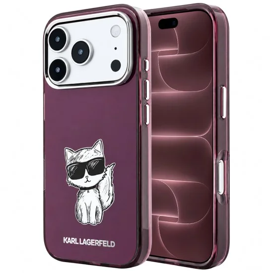 Калъф за iPhone 17 Pro Max - IML Choupette Body Sketch Print MagSafe (KLHMP18X6HCIKDR) - Karl Lagerfeld - Бордо