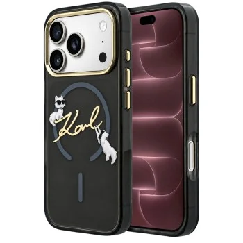 Калъф за iPhone 17 Pro Max - IML Choupette and Karl Script Logo MagSafe (KLHMP18X5HKSCAK) - Karl Lagerfeld - Черен