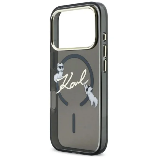 Калъф за iPhone 17 Pro Max - IML Choupette and Karl Script Logo MagSafe (KLHMP18X5HKSCAK) - Karl Lagerfeld - Черен