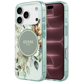 Калъф за iPhone 17 Pro Max - IML Flower & Tonal Circle MagSafe (GUHMP18XHFWBDCEN) - Guess - Зелен